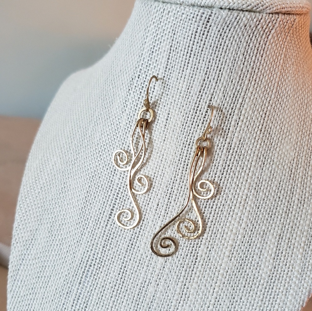 Artisan Gold Whimsical Dangle Earrings